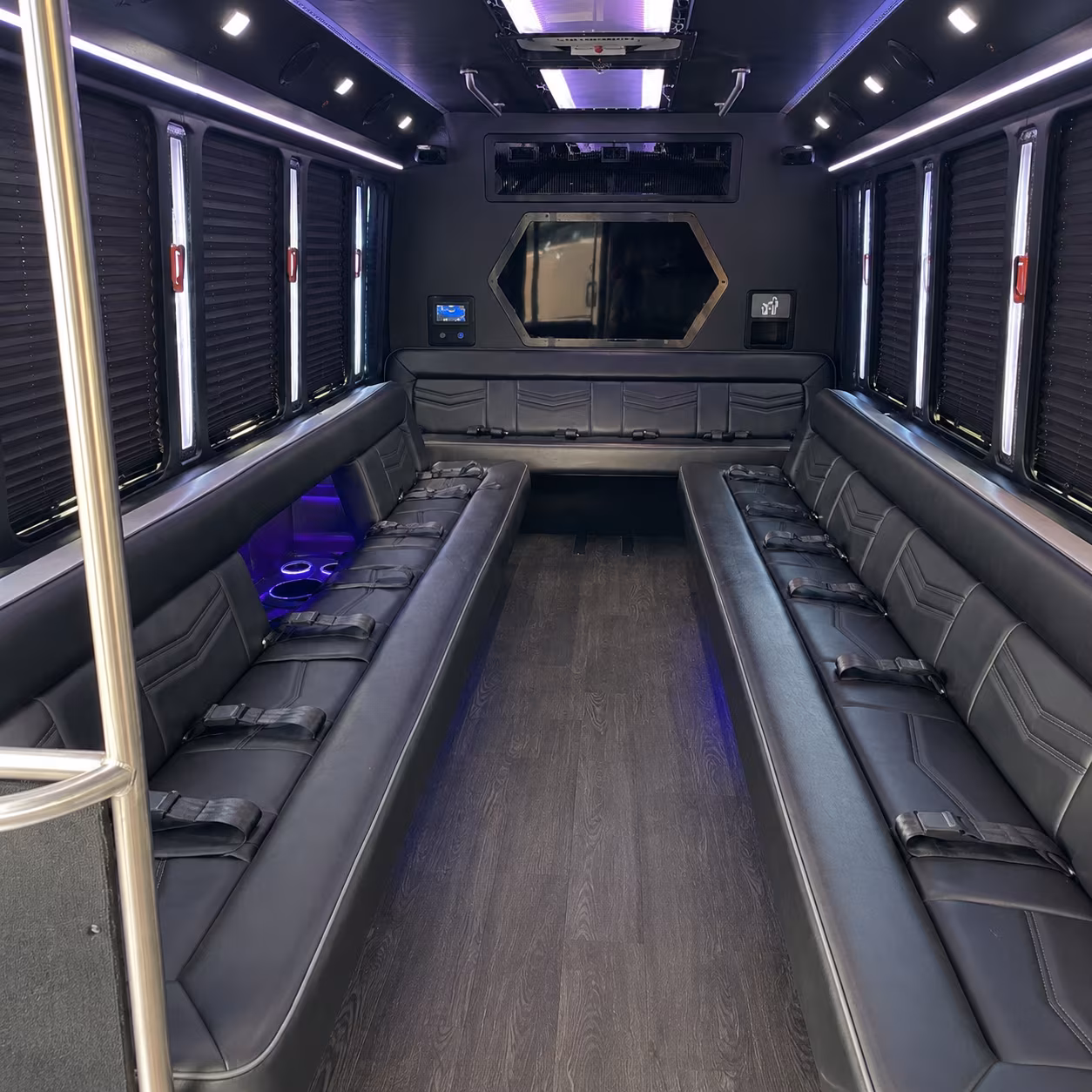 edison 18 passenger party bus interior
