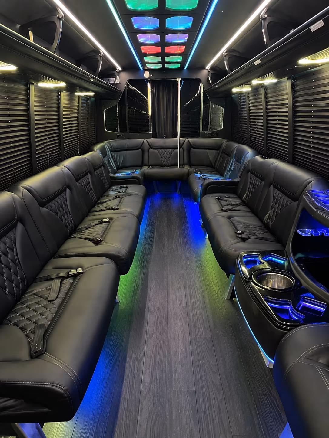 edison 20 passenger party bus interior