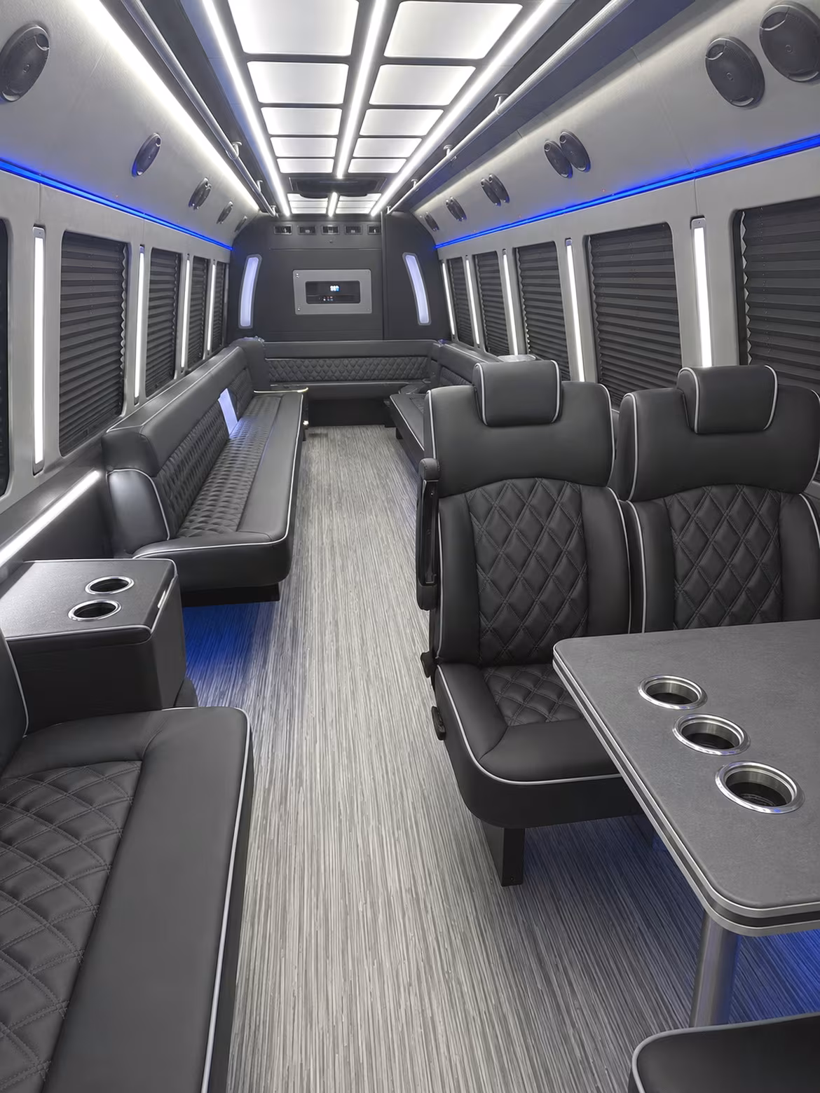 edison 25 passenger party bus inside