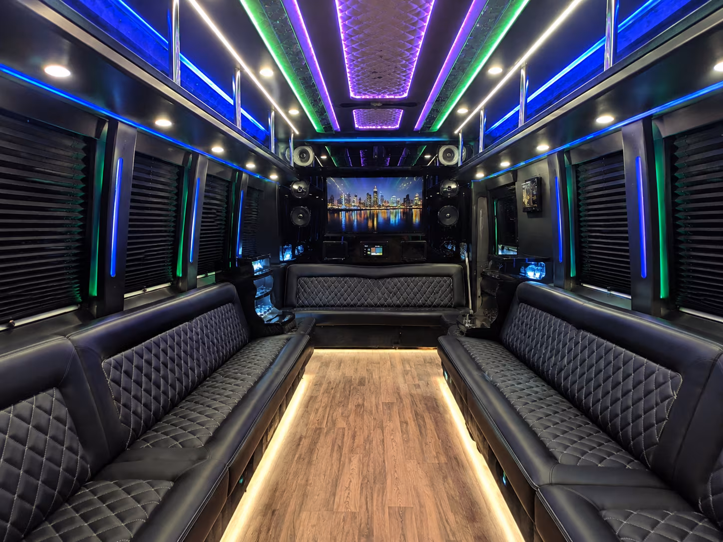 edison 25 passenger party bus interior