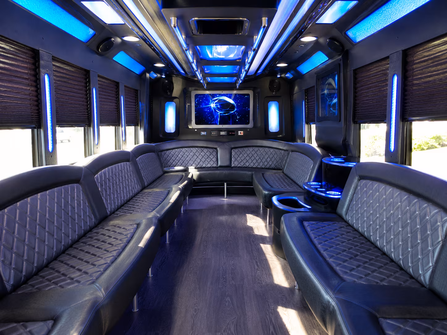edison 28 passenger party bus inside