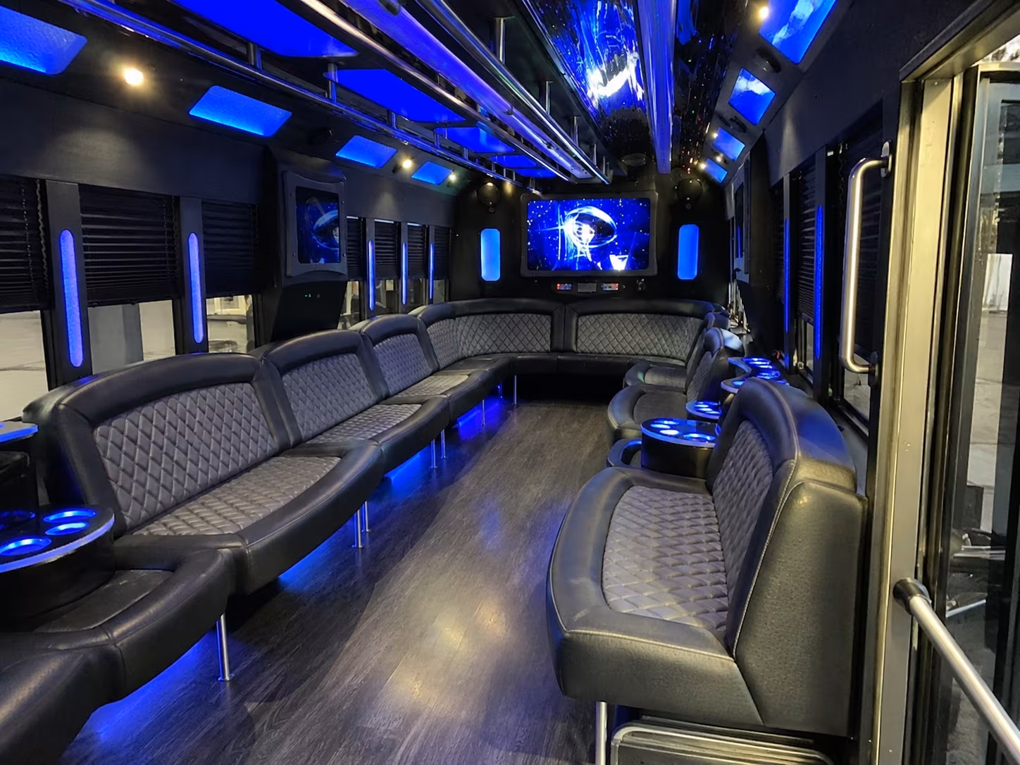 edison 28 passenger party bus interior