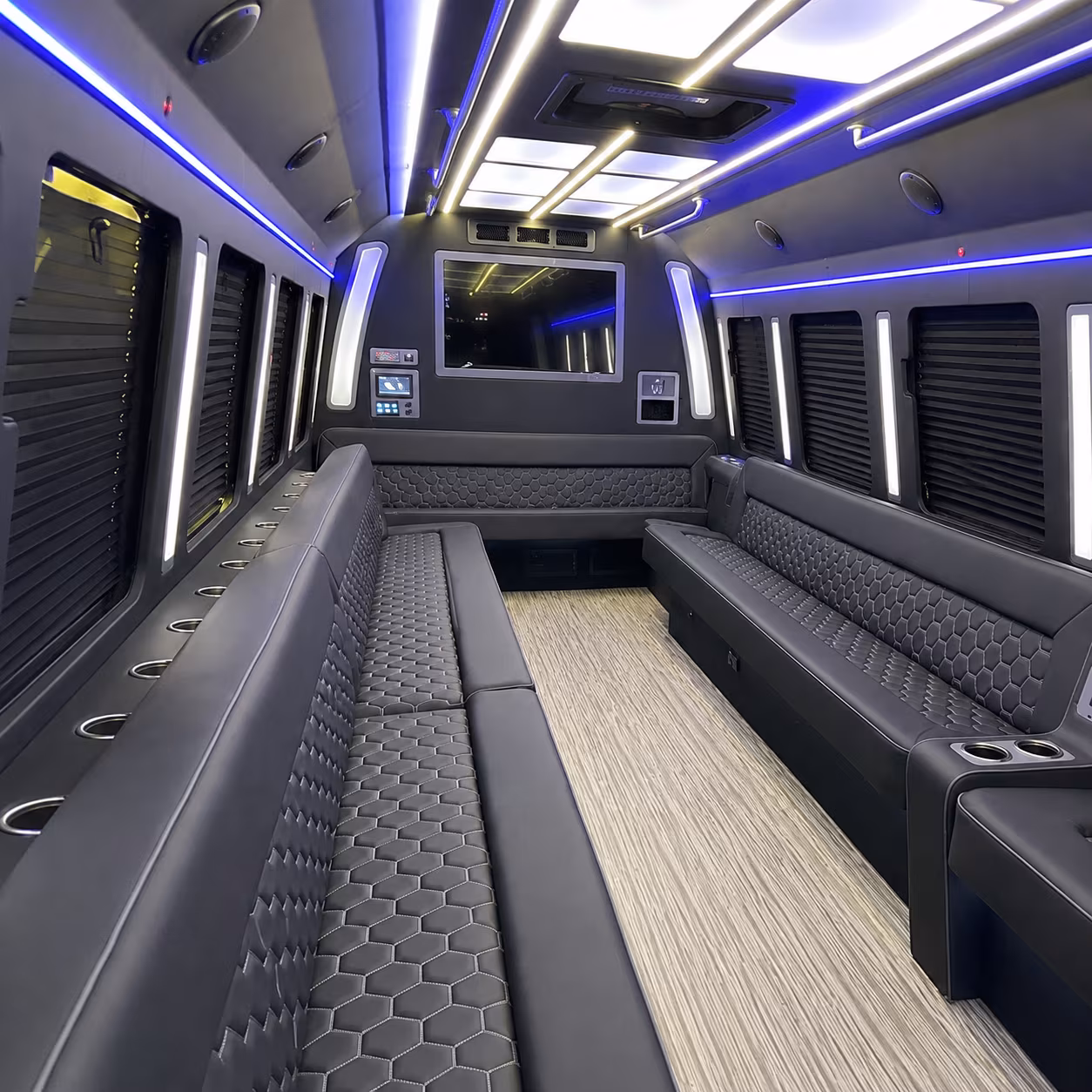 edison 40 passenger party bus inside